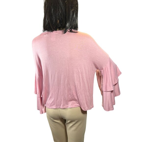 (5 for $25) Gaze Tiered Bell Sleeve Lightweight Top in Baby Pink Size XS NWT‎ - Picture 6 of 8